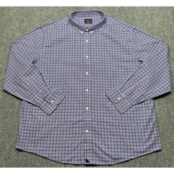 UNTUCKit St Macaire Shirt Mens 3XL Reg Red Blue Plaid Long Sleeve Button Up New - Picture 1 of 10
